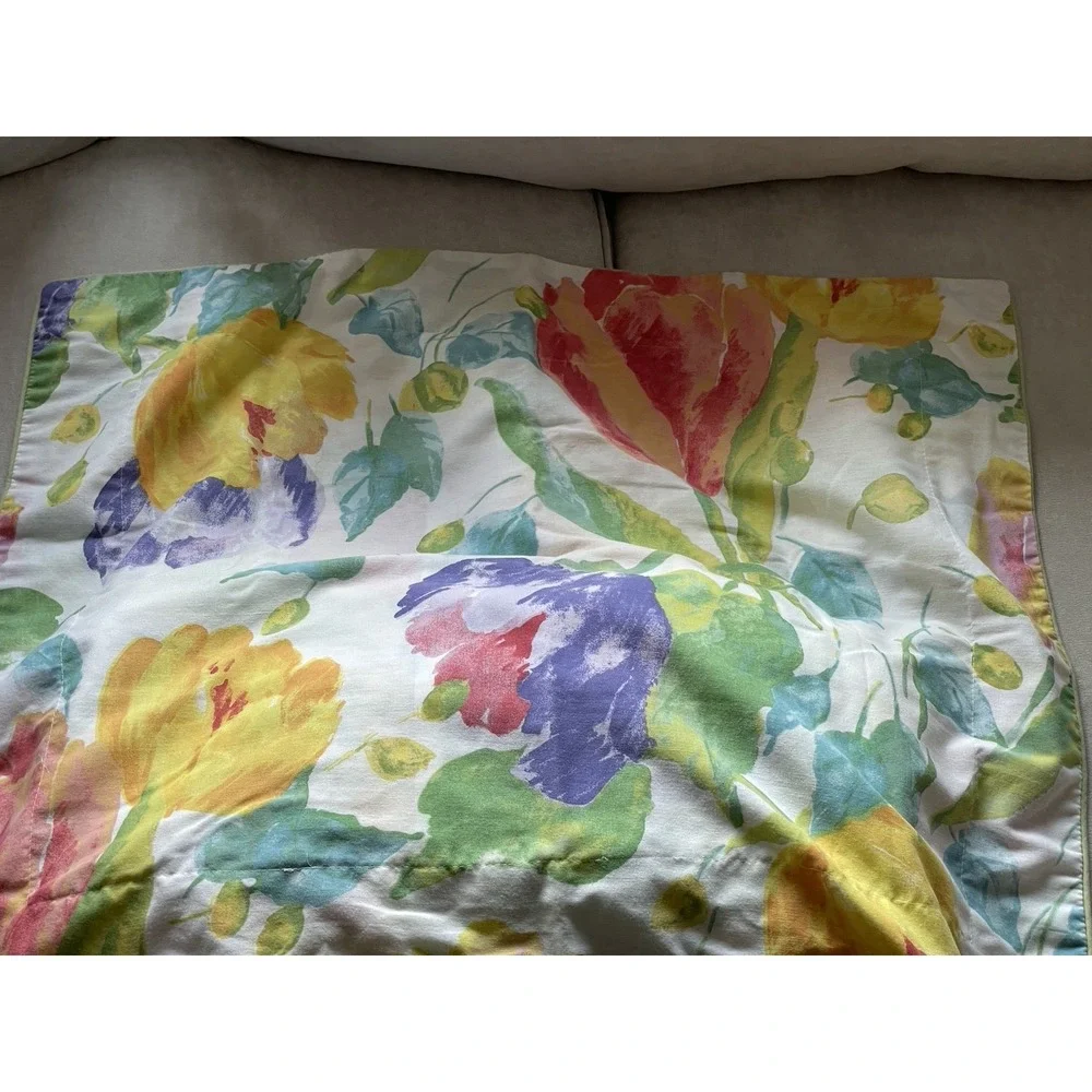 Vintage Westpoint Stevens Queen Bedskirt & 2‎ Pillow Shams Set Floral Colorful